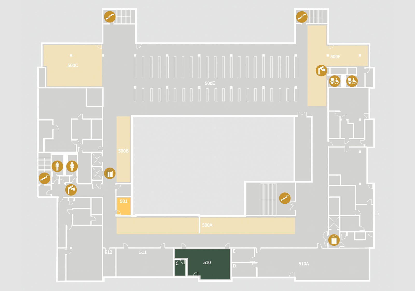 Graphical building map of the fifth floor