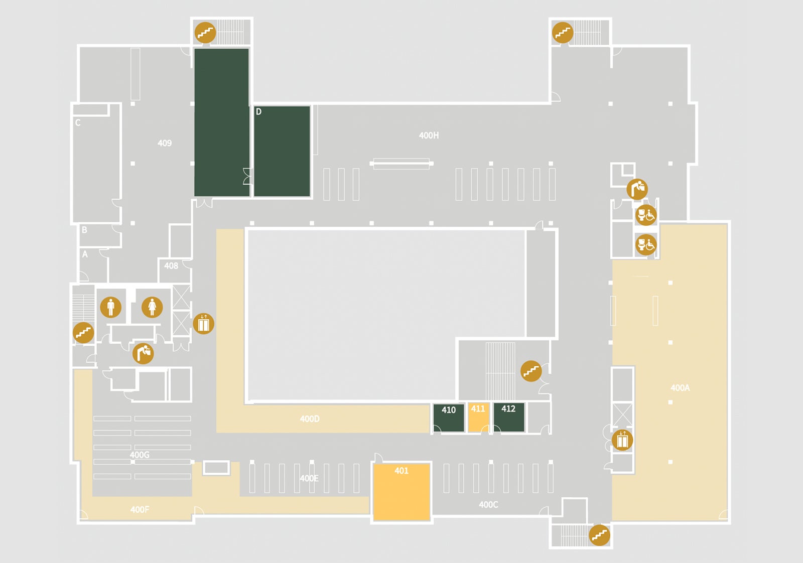 Graphical building map of the fourth floor
