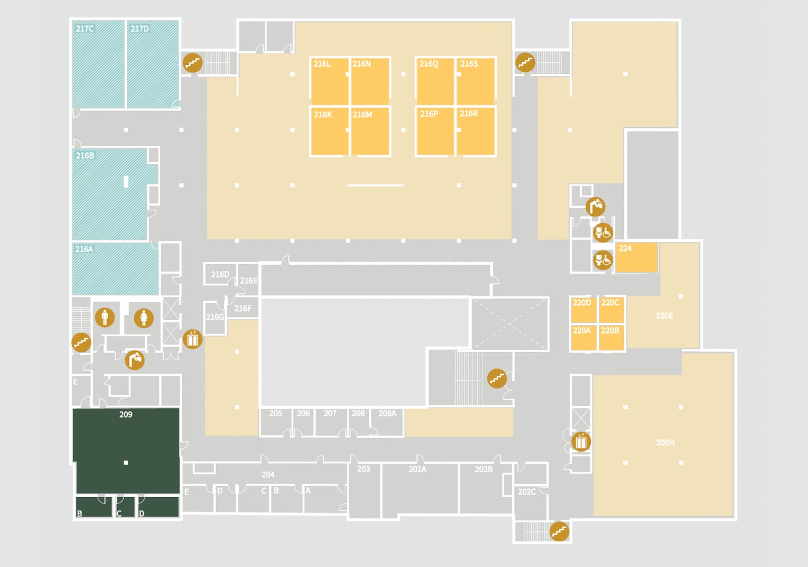 Graphical building map of the second floor
