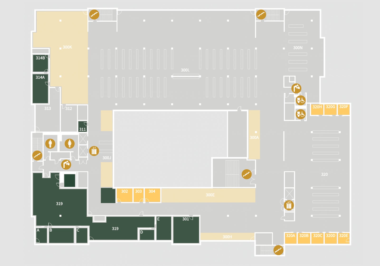 Graphical building map of the third floor